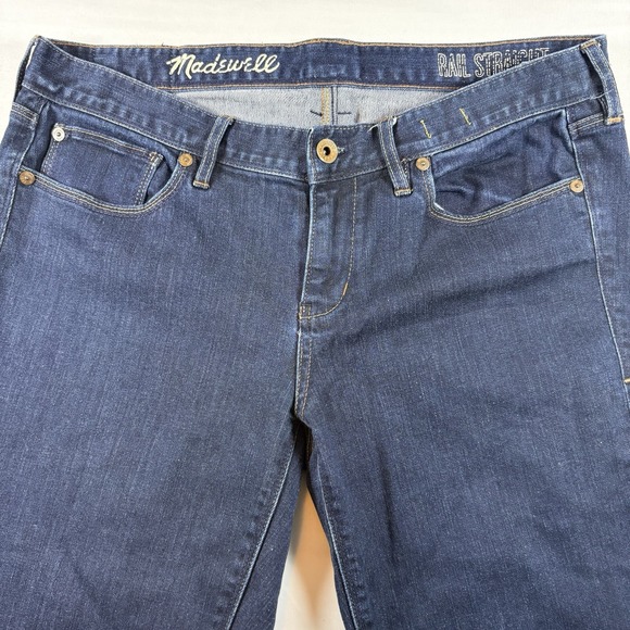 Madewell Rail Straight Jeans Women's 31x34 Dark Wash Stretch Classic - Picture 2 of 16